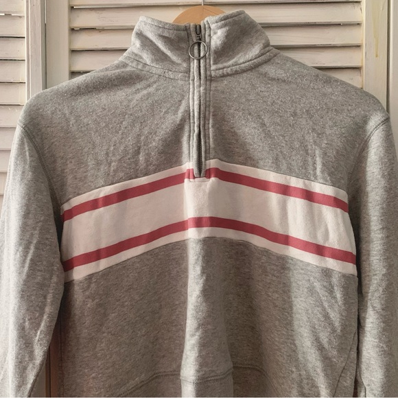 Quarter zip sweater with horizontal stripes across chest - Picture 3 of 5